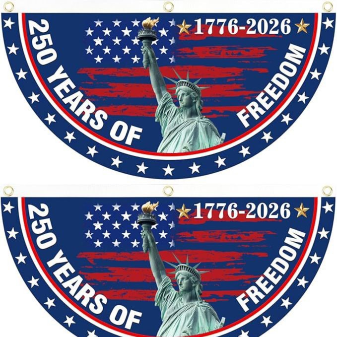 🔥Limited-time 50% off⏰2PCS 250th Anniversary USA Flag 🏁250 Years Anniversary Flag Bunting for Outdoor Decorations with Brass Grommets