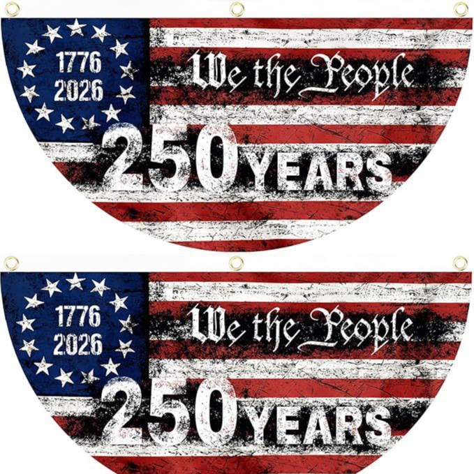 🔥Limited-time 50% off⏰2PCS 250th Anniversary USA Flag 🏁250 Years Anniversary Flag Bunting for Outdoor Decorations with Brass Grommets