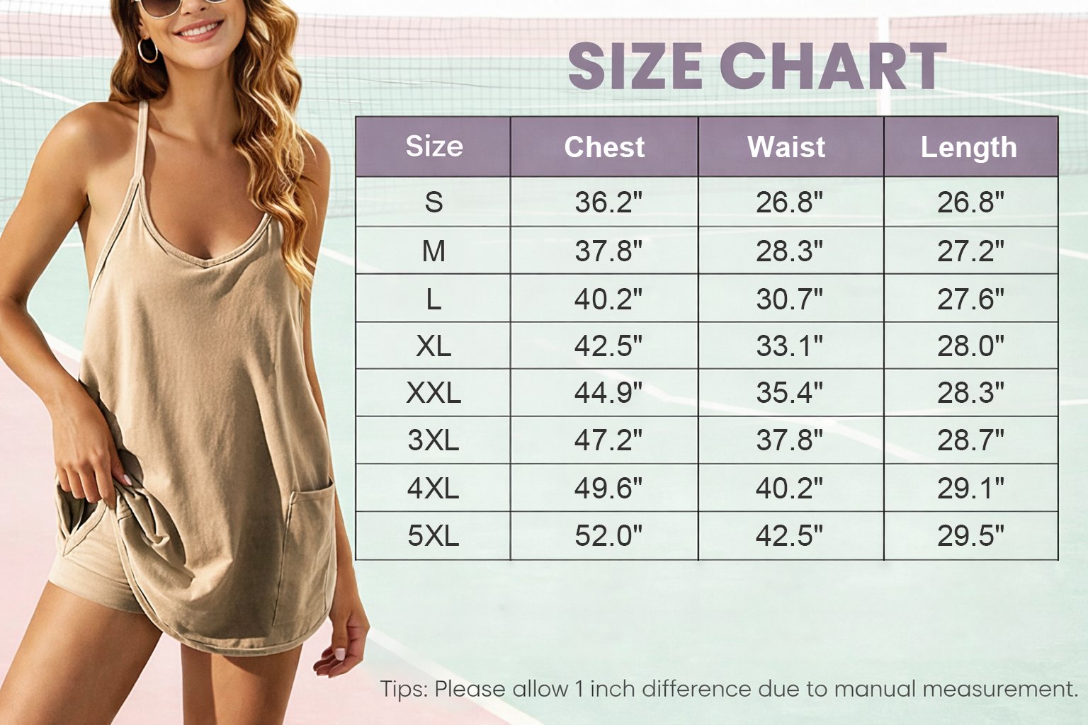 Women's Summer Sleeveless Mini Dress with Built-in Shorts V Neck Spaghetti Straps Athletic Shorts Tennis Dress with Pockets