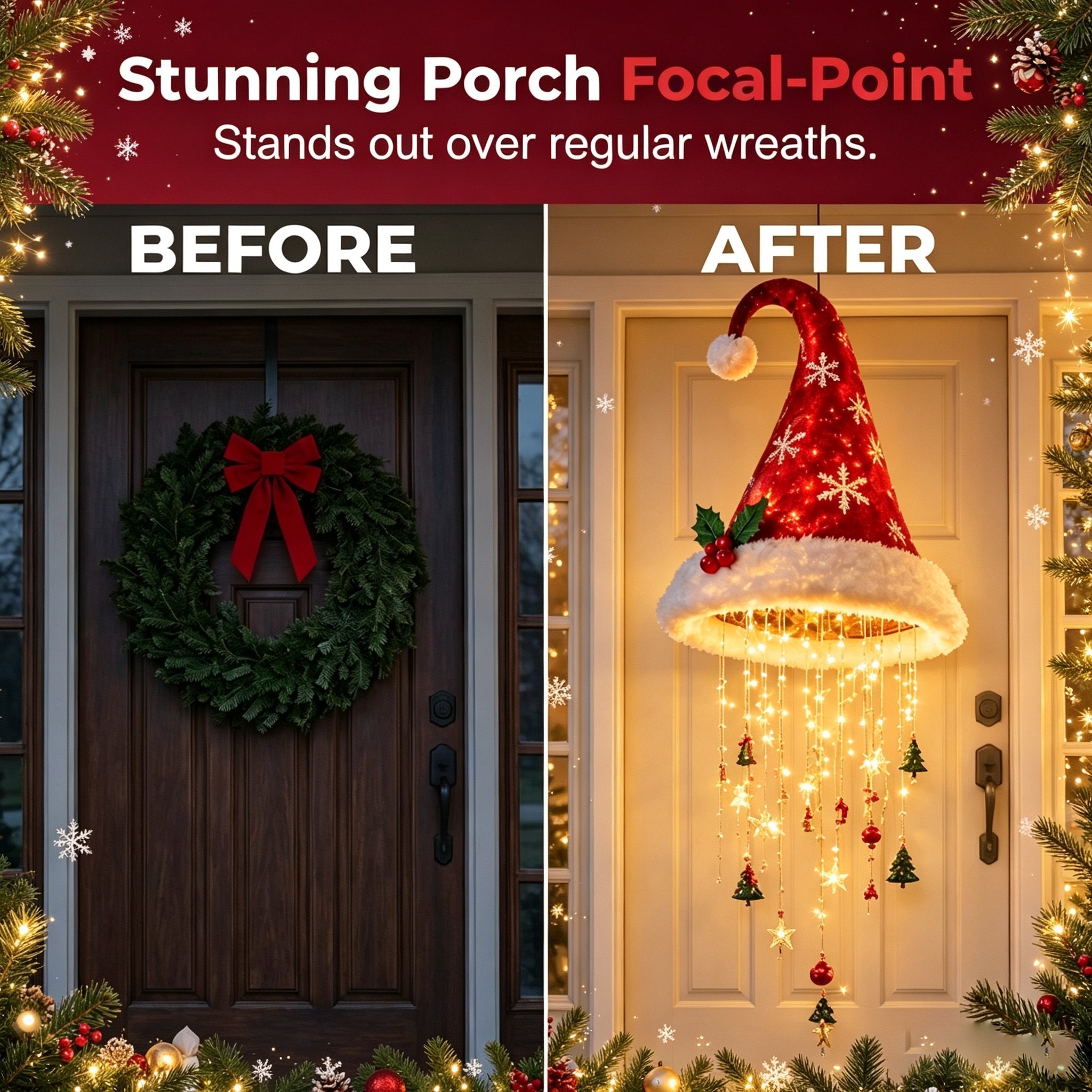 🎅✨ Lighted Santa Hat Hanging Chandelier-3 Designs