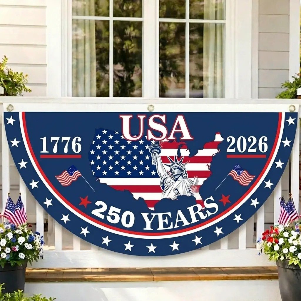 🗽USA 250th Anniversary Flag Half Round Banner🦅