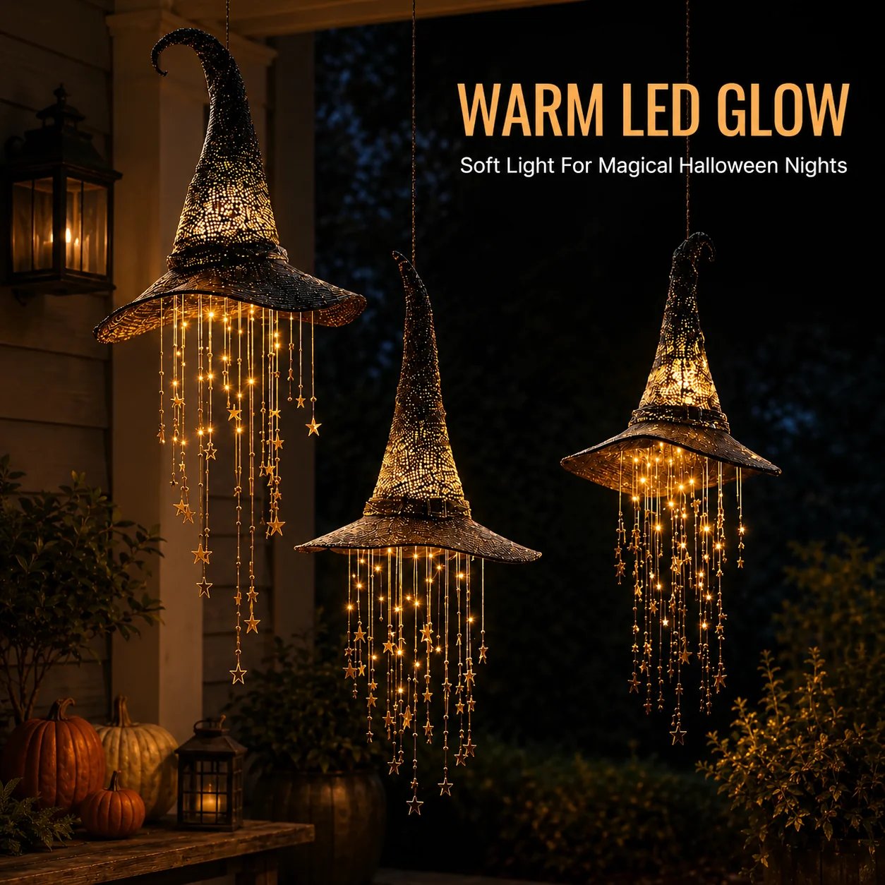 🔥LAST DAY 50% OFF - 🎃Lighted Witch Hat Hanging Chime🧙‍♀️✨