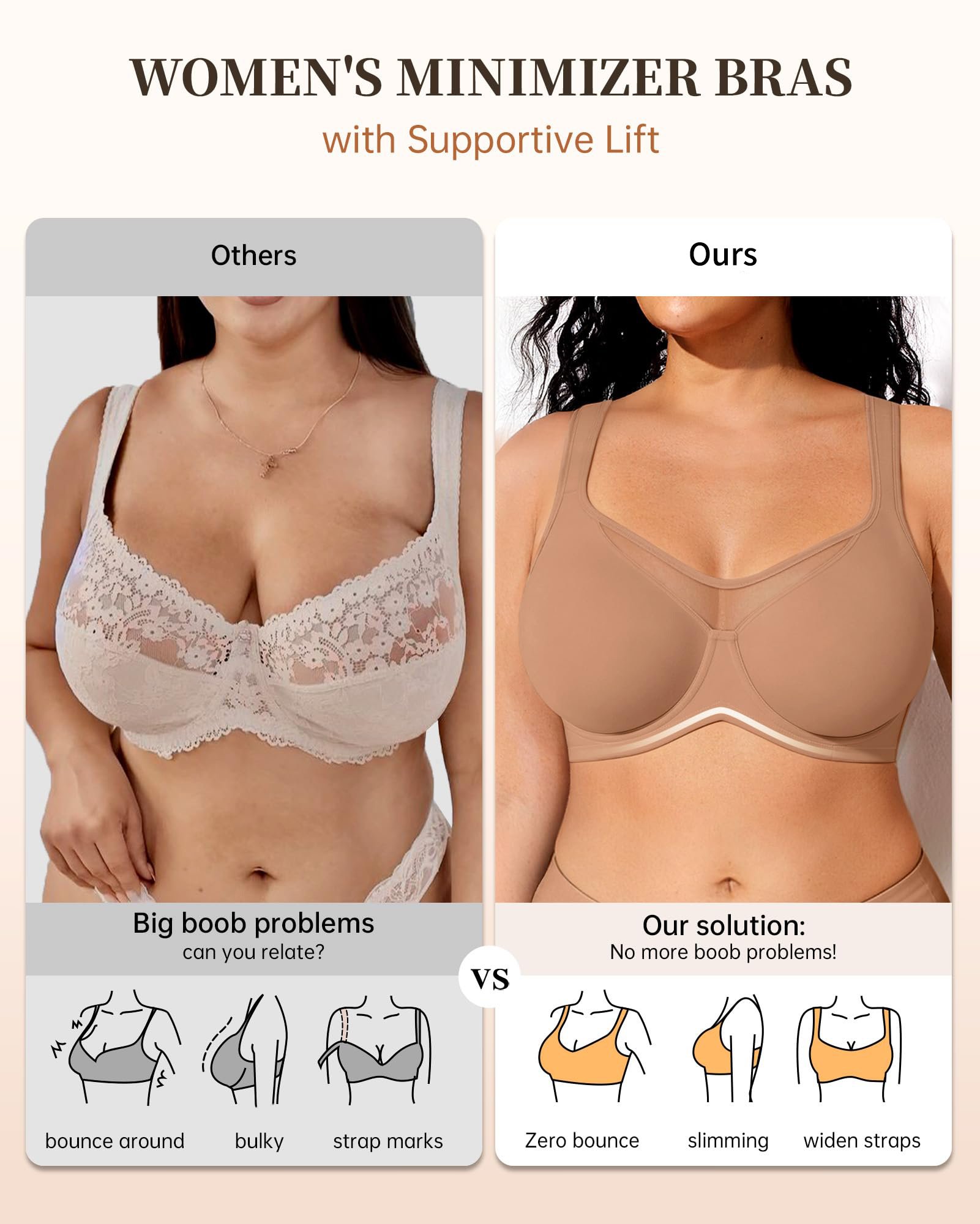 🔥Limited-time 50% off⏰Women's Elegant Sheer Full Coverage Minimizer Bra💗