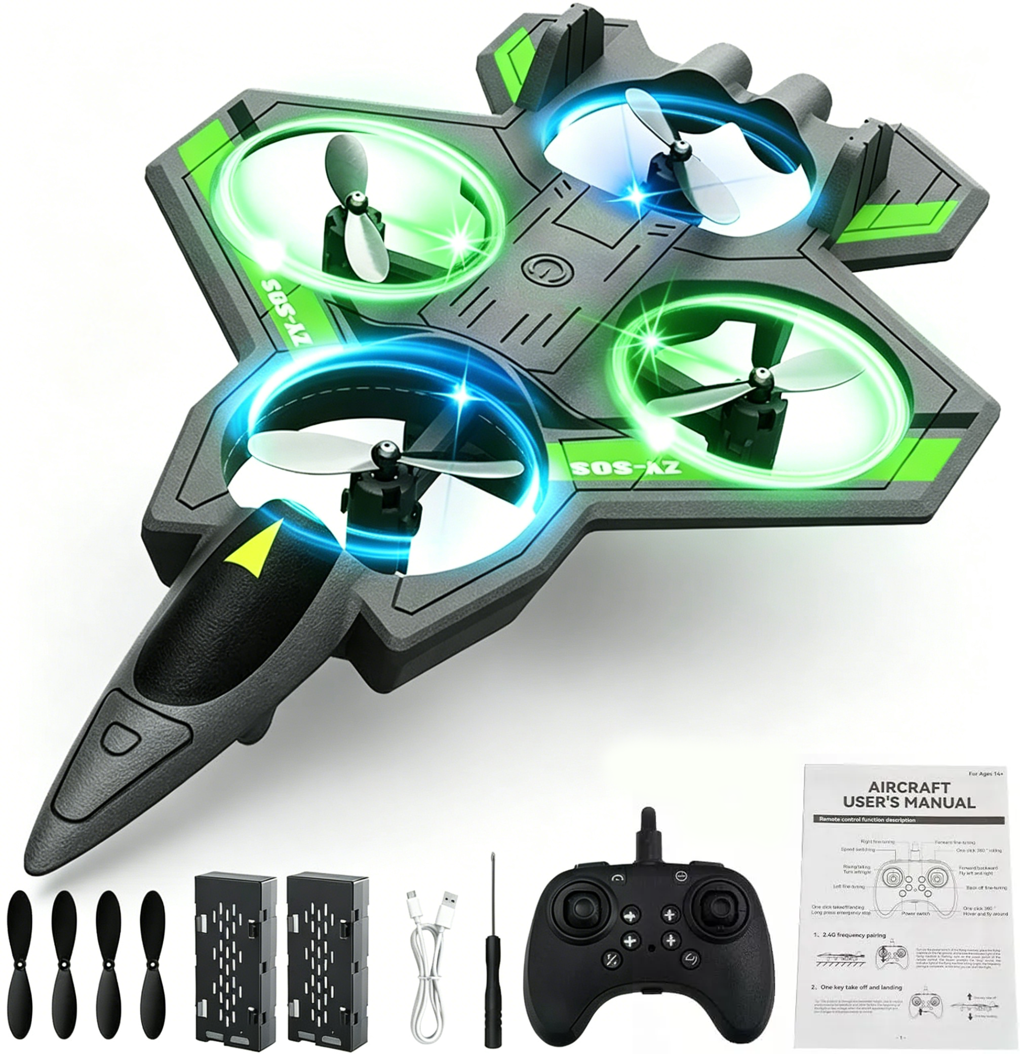 🔥Limited-time 50% off⏰Foam Remote Control Airplanes, RC Plane with Light, 360° Flip, Stunt Roll✈️