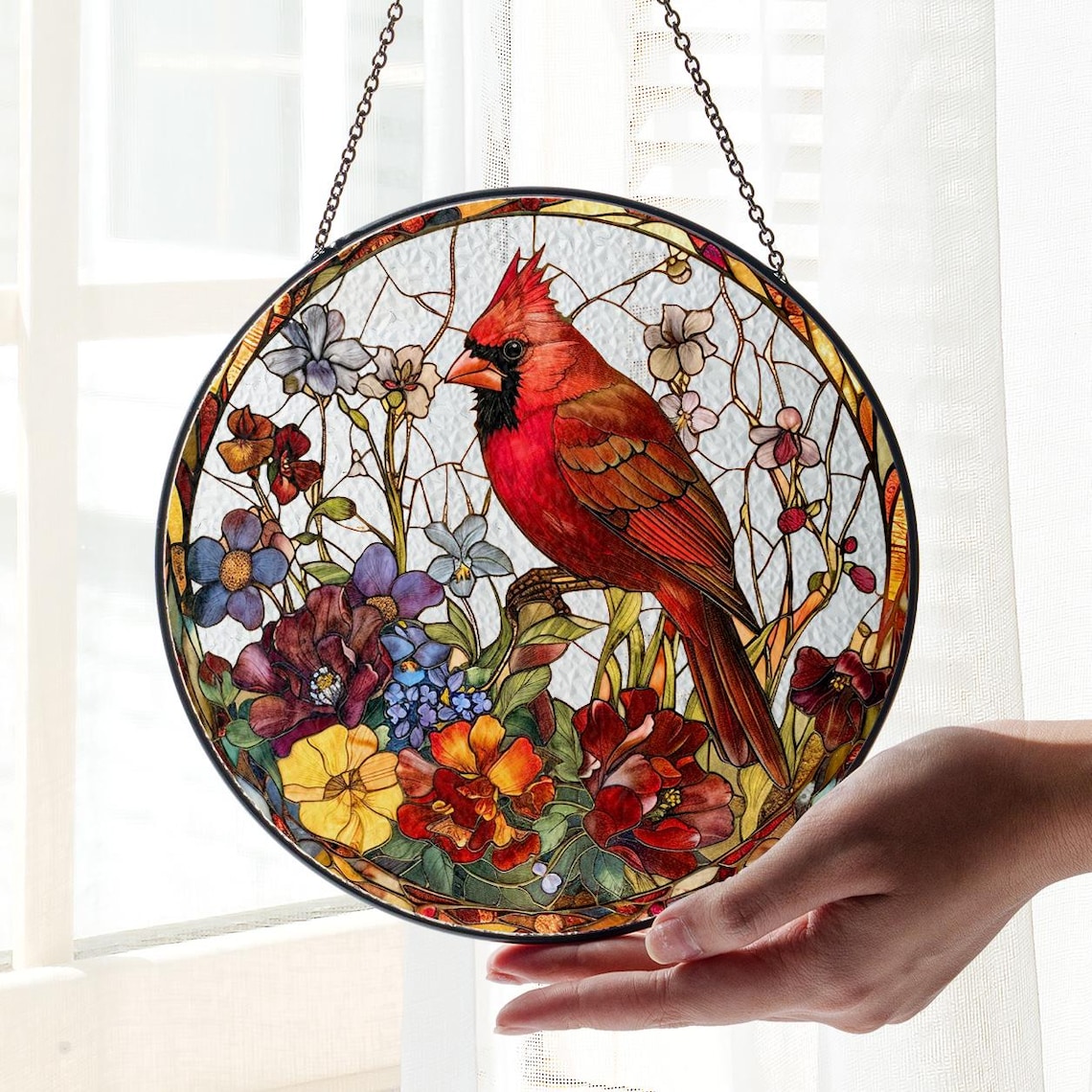Handmade Cardinal Suncatcher | Home Decor | Holiday Gift