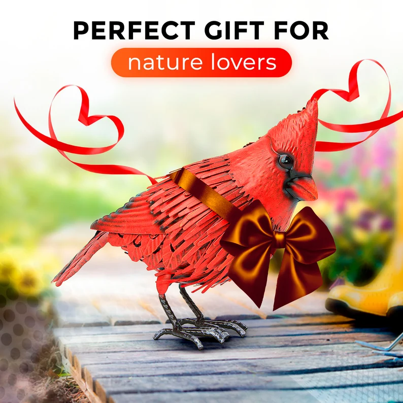 Metal Cardinal Garden Decor