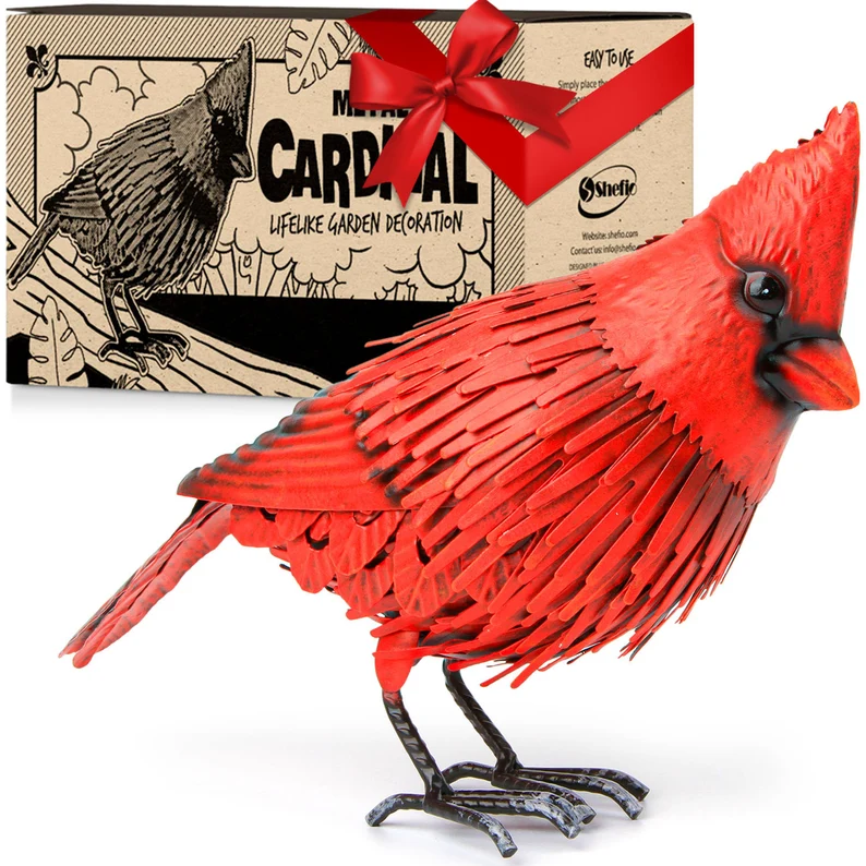 Metal Cardinal Garden Decor