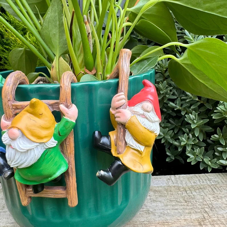 3pcs Gnome Flowerpot Hugger Set | Resin Art | Hand Painted Art
