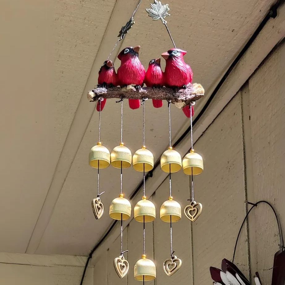 Resin Cardinal Wind Chime | Hand Painted Art