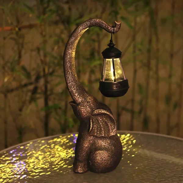 Solar Elephant Statue Light