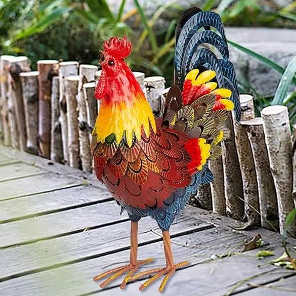 Handcrafted 3D Rooster Metal Statue|Metal Art|Hand Painted Art
