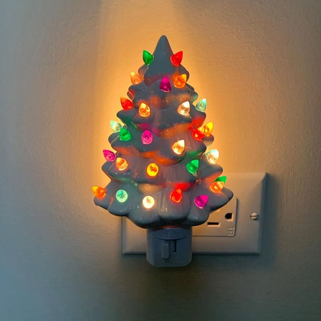 🎄Handmade Ceramic Christmas Tree Night Light| Ceramic Art| Hand Painted Art