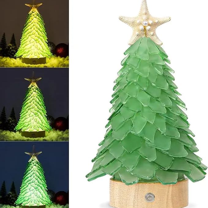 Handcrafted Sea Glass Style Christmas Tree | With LED Lights | Christmas Decoration
