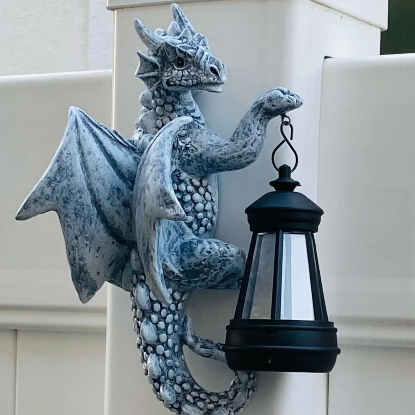 Dragon Tree Hugger with Solar Lanten | Fall and Winter Garden Decor | Holiday Gifts