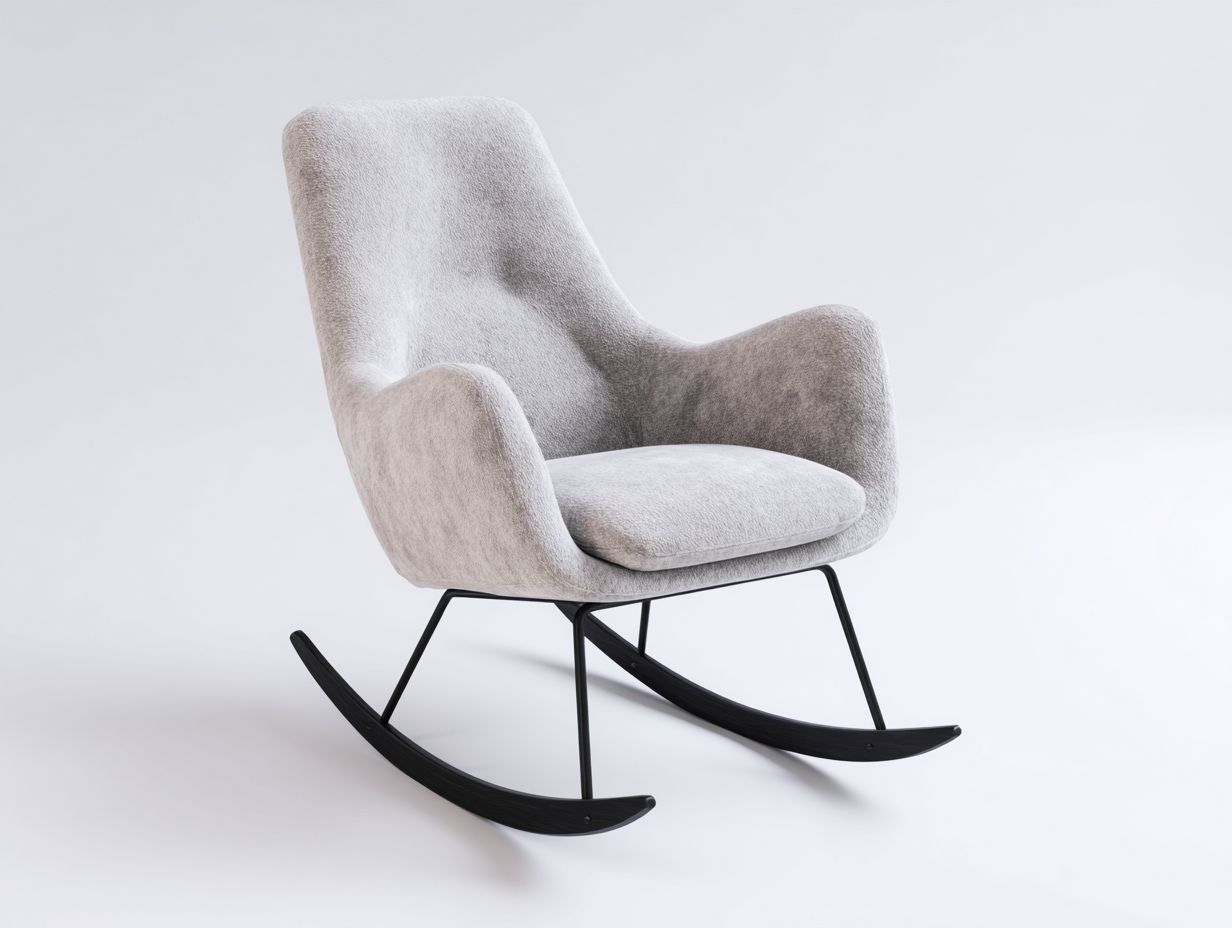 Schaukelstuhl Stoff Metall 86x93x101 cm - Hellgrau - modernes Design - für Wohnzimmer-Nestgoio