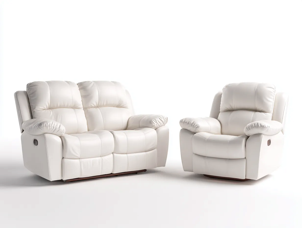 Relaxsofa Sets-Leder-Metall-Holz-188x96x102 cm-weiss-modernes Design-Nestgoio