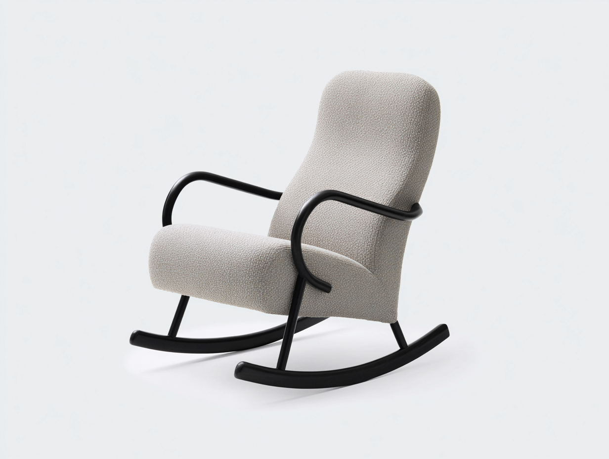 Schaukelstuhl Stoff Metall 84x92x100 cm - Grauweiß - modernes Design - für Wohnzimmer-Nestgoio