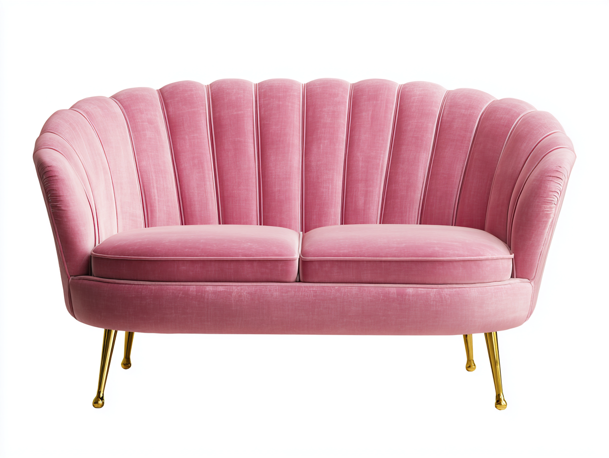 Zweisitzer Sofa - Samt-Metall-Holz - 162x84x78 cm - Rosa - Modernes Design-Nestgoio