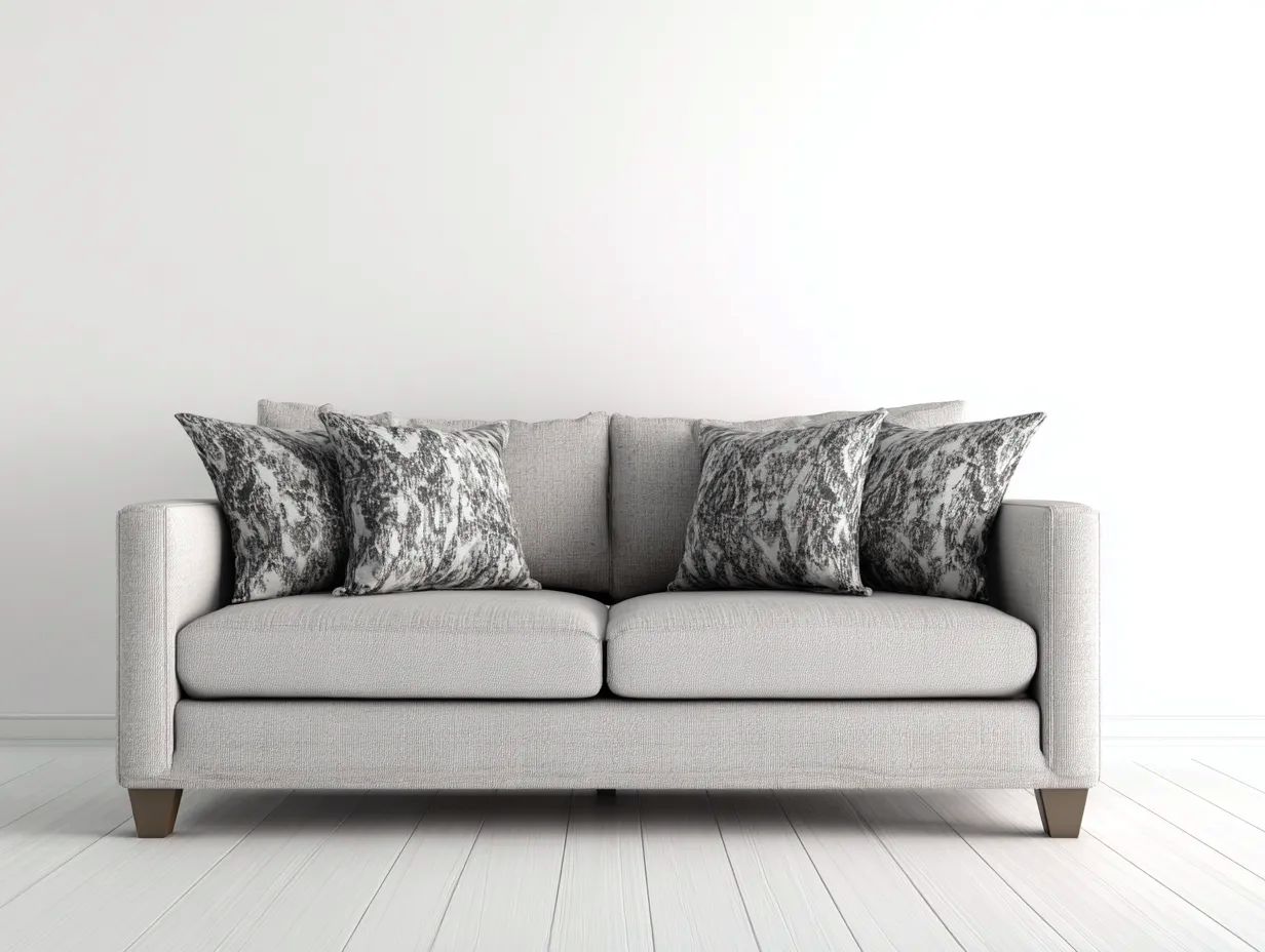 Zweisitzer Sofa - Stoff-Holz - 196 x 98 x 89 cm - Creme - Modern-Nestgoio