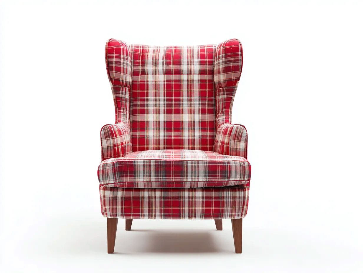 Stoffsessel-Stoff-Holz-89x83x105 cm-rot-weiß-Klassischer Ohrensessel Stil-Nestgoio