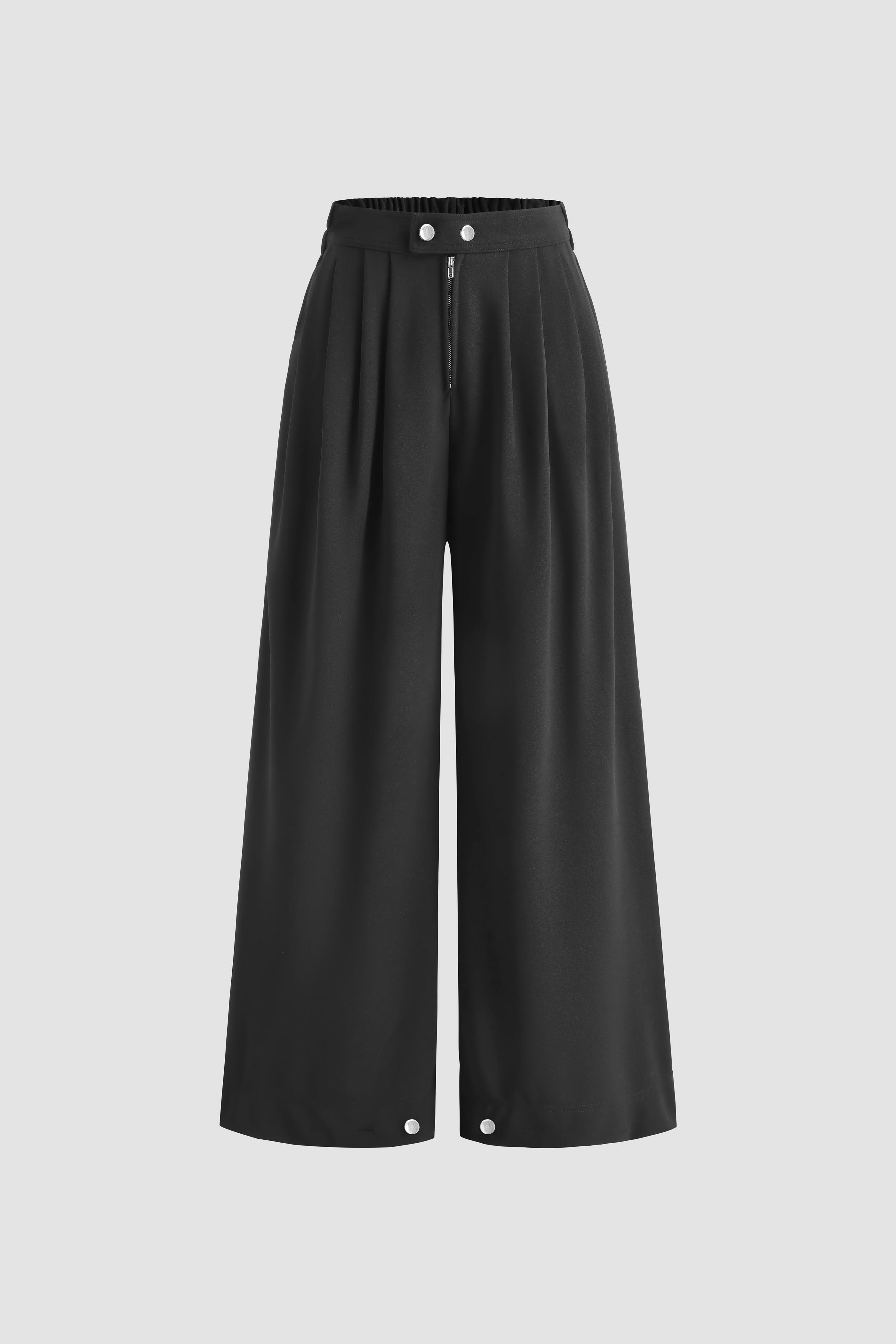 Elengatine Women's High Waist Pleated Balloon Jeans – Y2K Inspired Baggy Wide Leg Denim Pants with Zip Front Closure, Adjustable Cuffed Ankles, Loose Fit for Effortless All-Season Casual Streetwear, Trendy & Versatile Must-Have Denim Piece