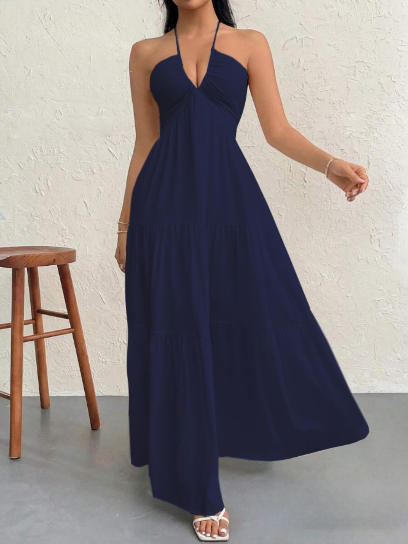 Women's Plain Dress, Summer Clothes Women, Casual Basic Loose Fit Sleeveless Dress for Beach Holiday Vacation, Ladies Summer Clothes, Women's Clothing, Womenswear, Dresses for Party, Minimalist A Line Dress