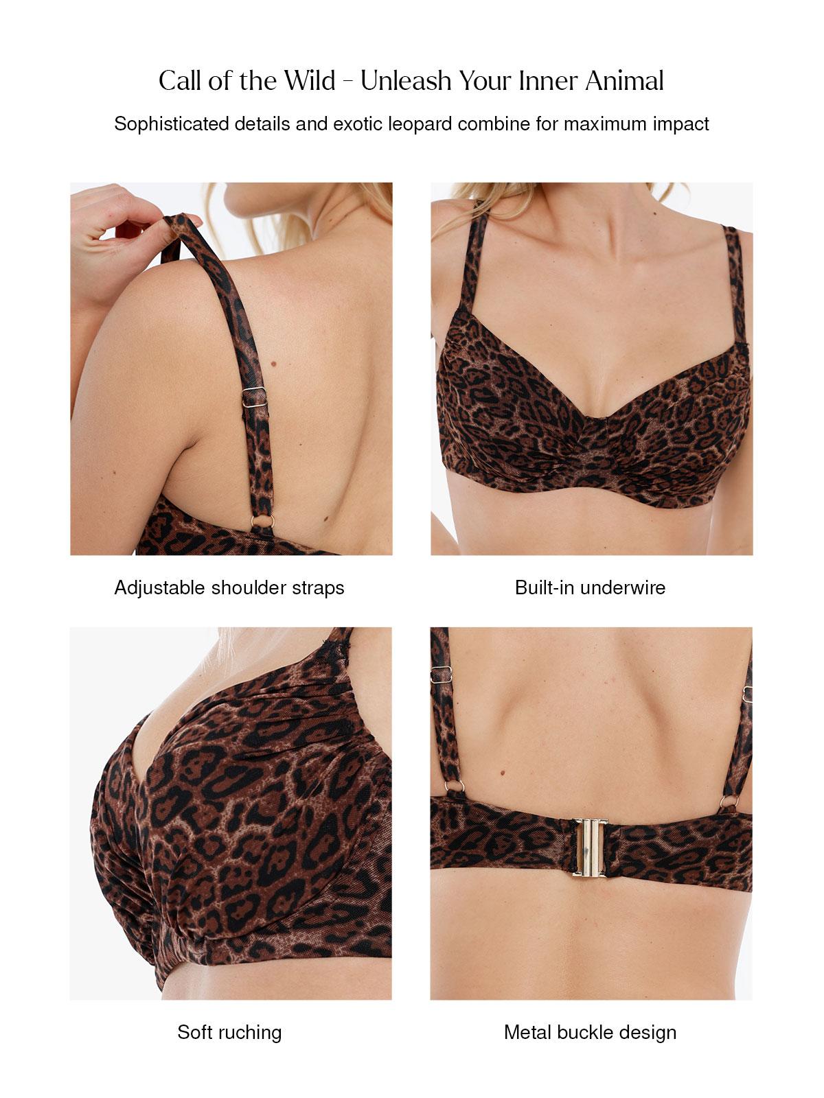 Popilush Leopard Swimwear Set High Waisted Bikini Shapewear Swimsuit Push Up Adjustable Beach Cover Up Women Two Piece Bathing Suit Leopard Print Swimwear #Dealsforyoudays