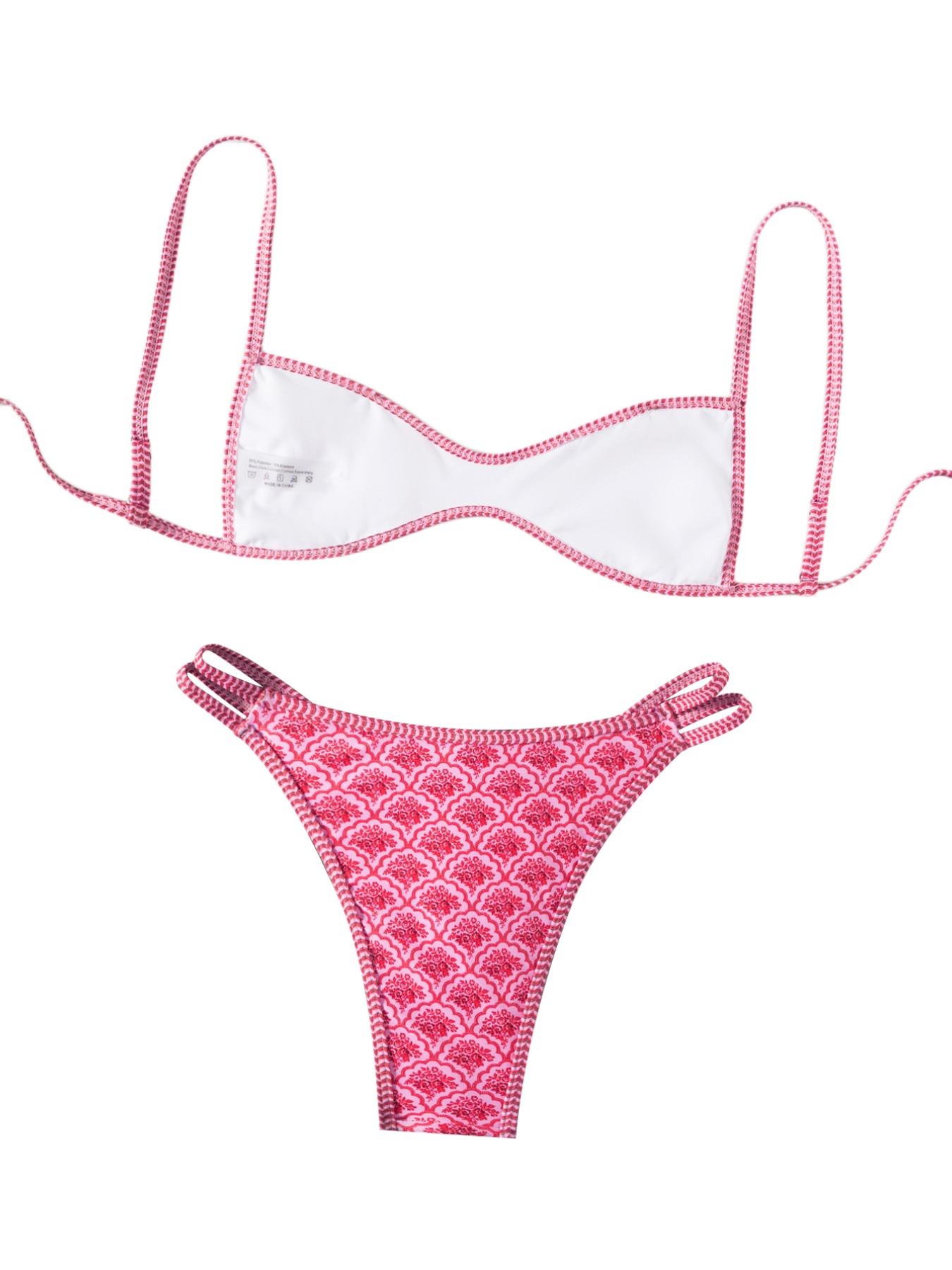 Women's Summer New Ethnic Print Sexy Bikini Set, Sleeveless Quick Dry Thong Bottoms, Beach Resort Pool Party Fashion Swimwear Women's Summer New Ethnic Print Sexy Bikini Set, Sleeveless Quick Dry Thong Bottoms, Beach Resort Pool Party Fashion Swimwear