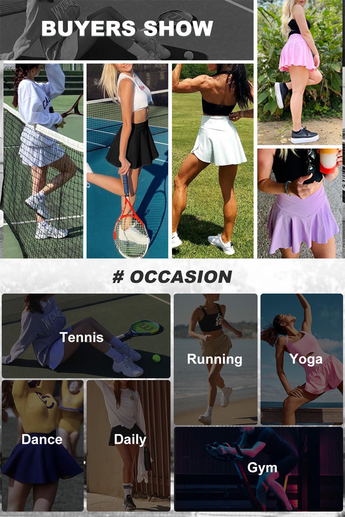 FireSwan Crossover Athletic Shorts for Women 2 in 1 Flowy Running Shorts with Pockets Spandex Butterfly Workout Tennis Skorts#Summervibes