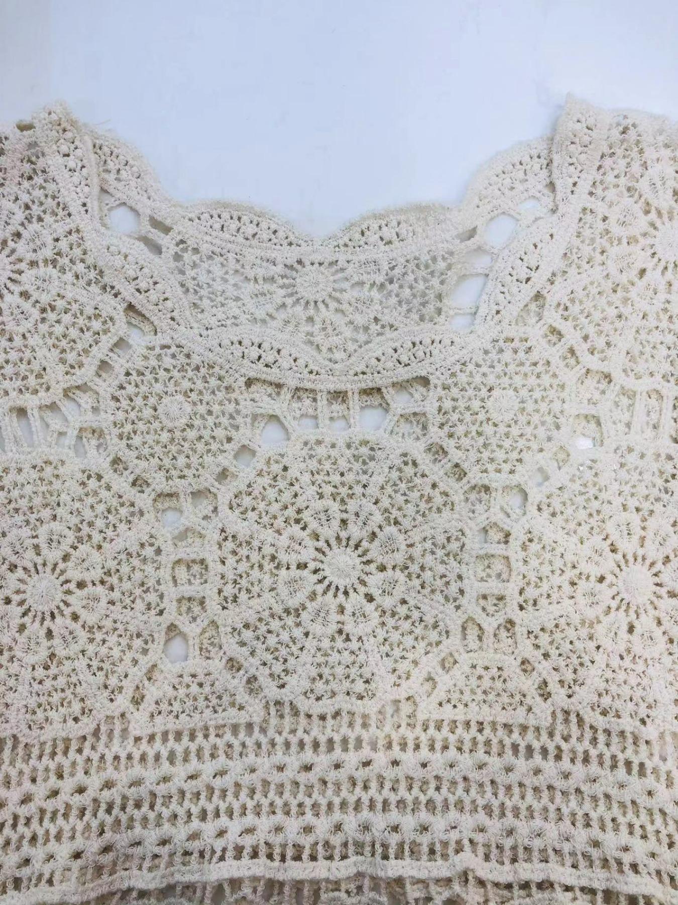 Cute Swim Cover-Up, Boho Style Fringe Knit Top, Three Quarter Sleeves, Spring & Fall, Casual Beach Party Wear Cute Swim Cover-Up, Boho Style Fringe Knit Top, Three Quarter Sleeves, Spring & Fall, Casual Beach Party Wear