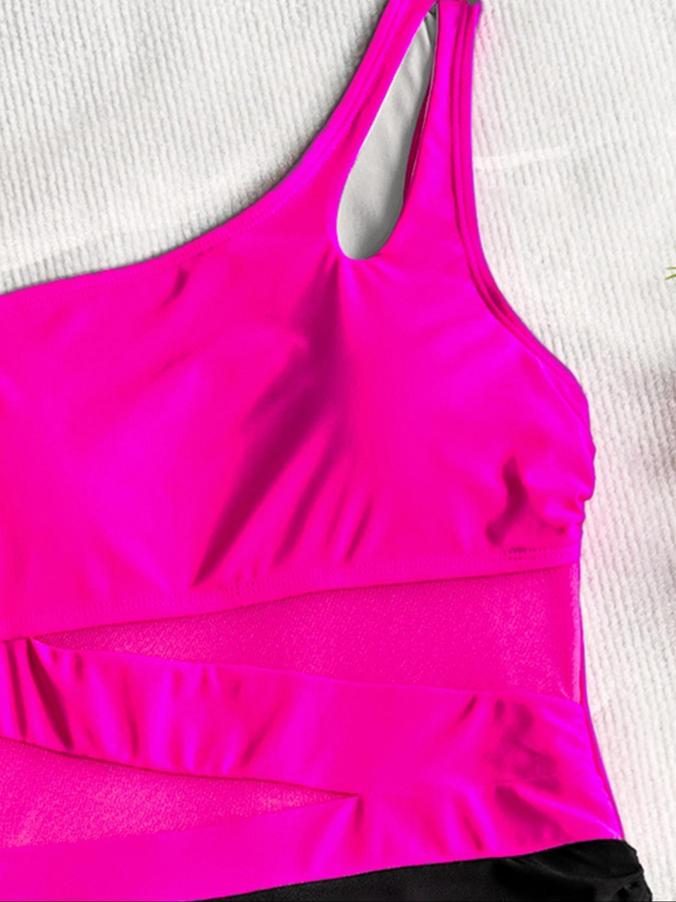 Women's Solid Color Mesh Insert One-piece Swimsuit, Casual Sleeveless Swimwear for Beach Holiday Vacation, Ladies Swimsuit for All Seasons, Mesh Swimsuits Women's Solid Color Mesh Insert One-piece Swimsuit, Casual Sleeveless Swimwear for Beach Holiday Vacation, Ladies Swimsuit for All Seasons, Mesh Swimsuits
