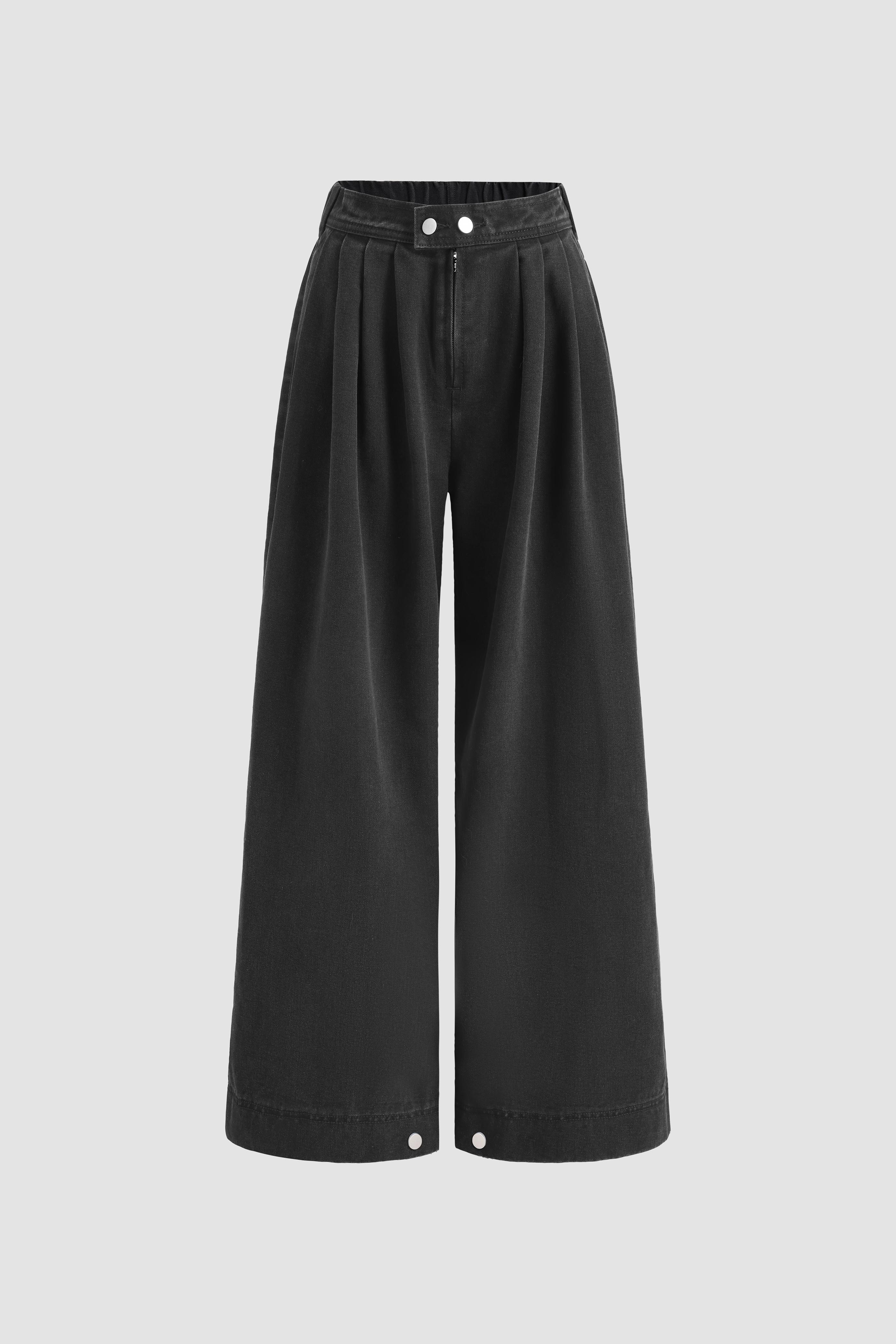 Elengatine Women's High Waist Pleated Balloon Jeans – Y2K Inspired Baggy Wide Leg Denim Pants with Zip Front Closure, Adjustable Cuffed Ankles, Loose Fit for Effortless All-Season Casual Streetwear, Trendy & Versatile Must-Have Denim Piece