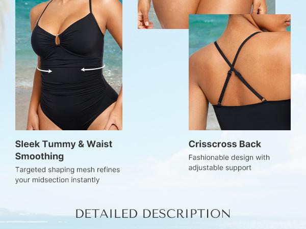 Shapellx Women's Smart Sculpt Shaping Swimsuit U-Ring Cut Out Slimming Swimwear One Piece Tummy Tucking Bathing Suit Shapellx Women's Smart Sculpt Shaping Swimsuit U-Ring Cut Out Slimming Swimwear One Piece Tummy Tucking Bathing Suit