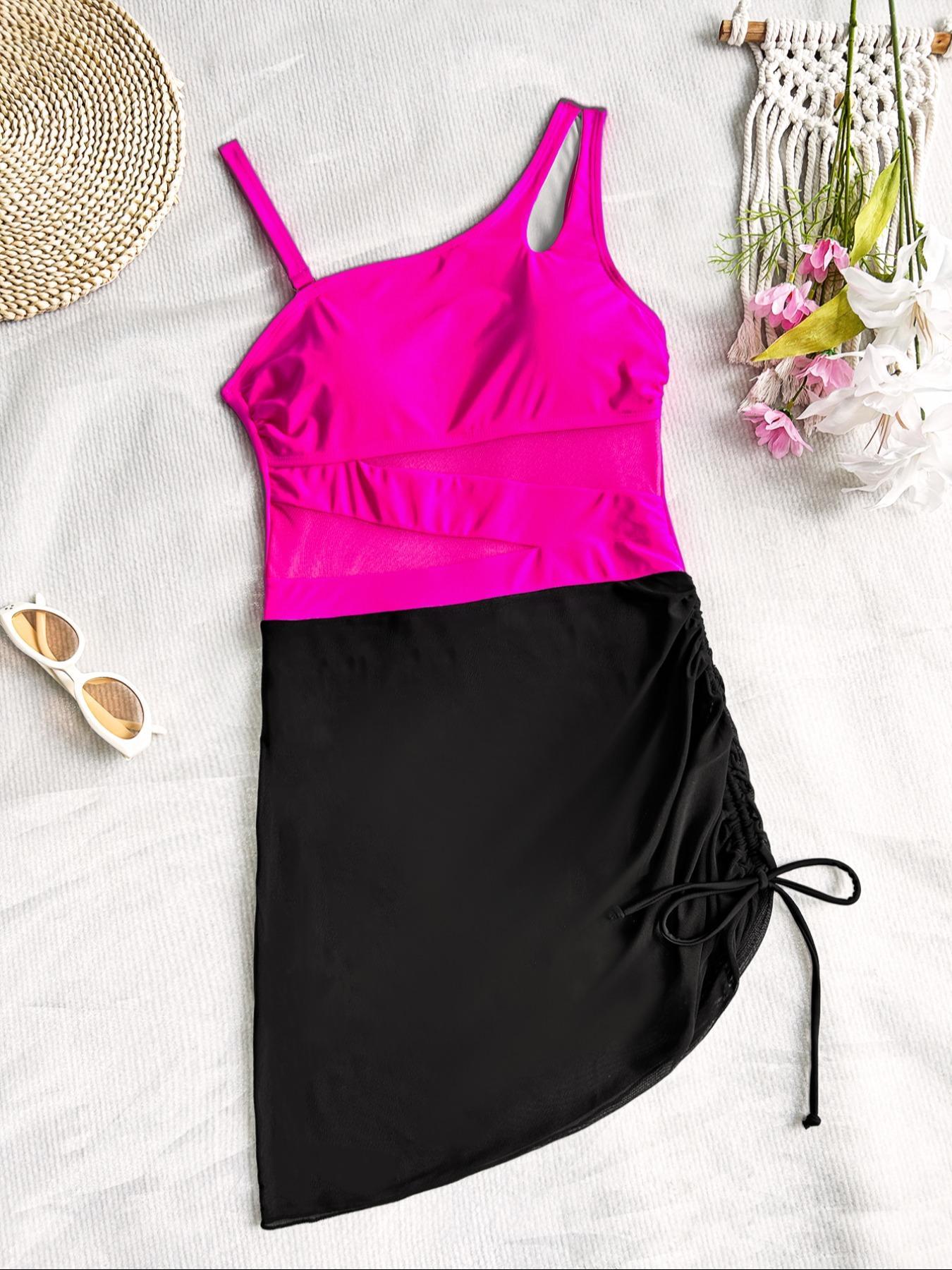 Women's Solid Color Mesh Insert One-piece Swimsuit, Casual Sleeveless Swimwear for Beach Holiday Vacation, Ladies Swimsuit for All Seasons, Mesh Swimsuits Women's Solid Color Mesh Insert One-piece Swimsuit, Casual Sleeveless Swimwear for Beach Holiday Vacation, Ladies Swimsuit for All Seasons, Mesh Swimsuits