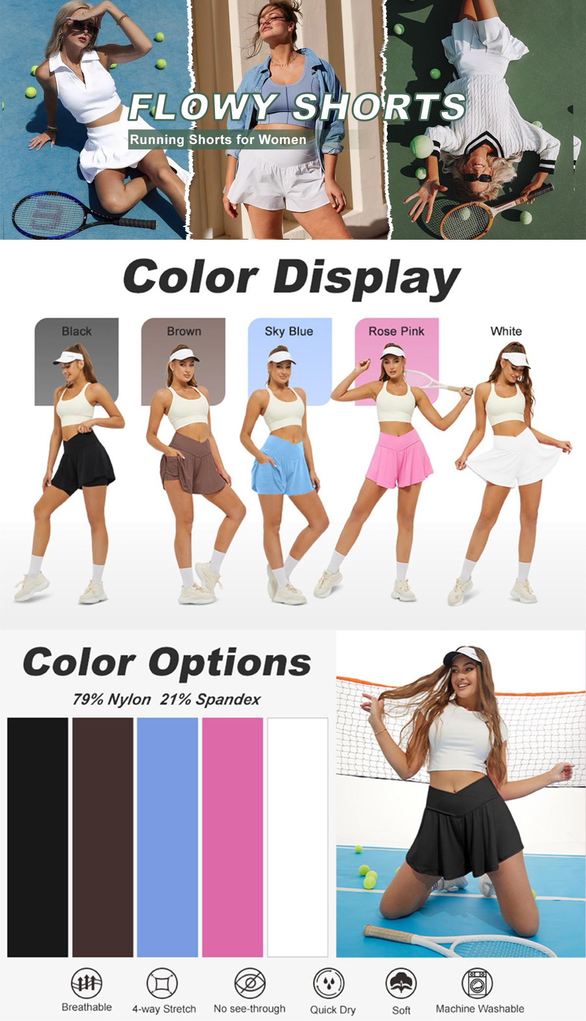 FireSwan Crossover Athletic Shorts for Women 2 in 1 Flowy Running Shorts with Pockets Spandex Butterfly Workout Tennis Skorts#Summervibes