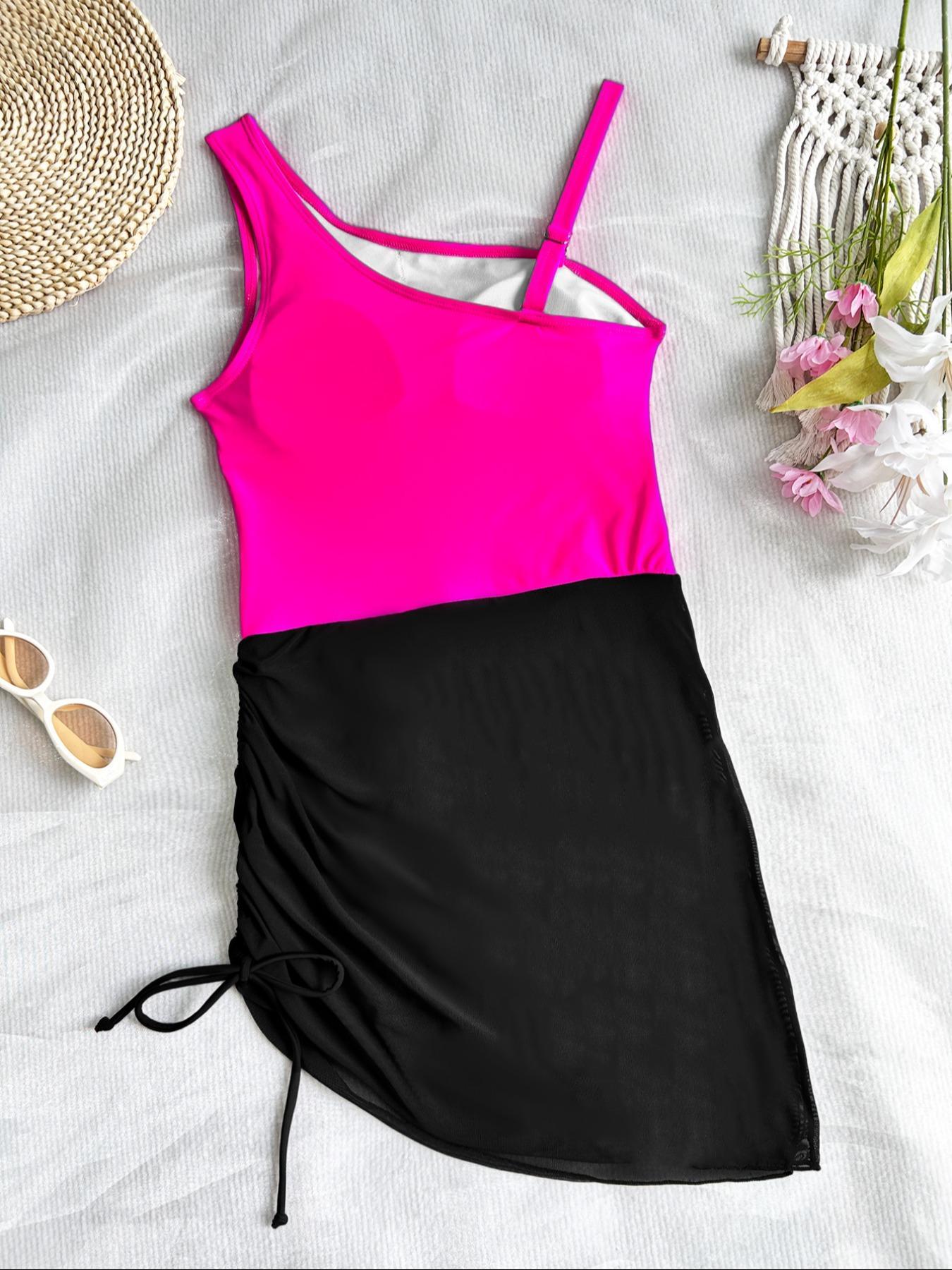 Women's Solid Color Mesh Insert One-piece Swimsuit, Casual Sleeveless Swimwear for Beach Holiday Vacation, Ladies Swimsuit for All Seasons, Mesh Swimsuits Women's Solid Color Mesh Insert One-piece Swimsuit, Casual Sleeveless Swimwear for Beach Holiday Vacation, Ladies Swimsuit for All Seasons, Mesh Swimsuits