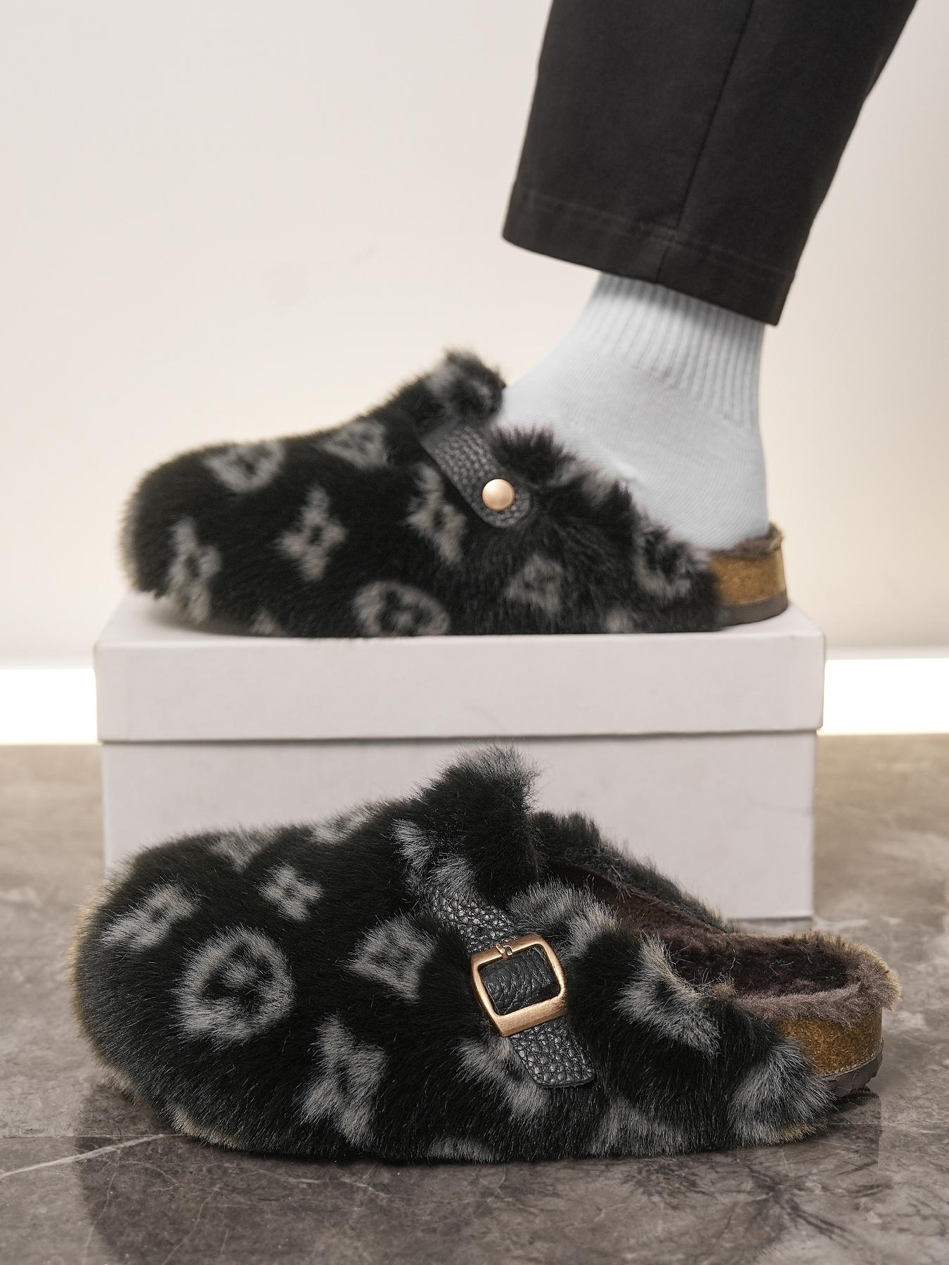 Women Men High-Quality Faux Fur Non Slip Slippers, Fuzzy House Slippers, Home Slippers, Anti-Slip Warm Outdoor Shoes, Casual Fashion Winter Boots, Perfect Gift Choice