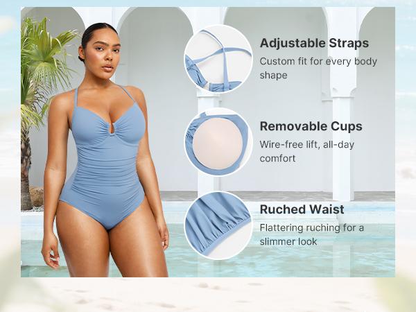 Shapellx Women's Smart Sculpt Shaping Swimsuit U-Ring Cut Out Slimming Swimwear One Piece Tummy Tucking Bathing Suit Shapellx Women's Smart Sculpt Shaping Swimsuit U-Ring Cut Out Slimming Swimwear One Piece Tummy Tucking Bathing Suit