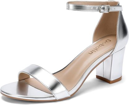 Women's Heeled Sandals Open Toe Ankle Strap 2.5-Inch Chunky Heels Dress Shoes Wide Feet Friendly
