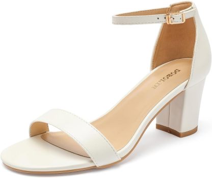 Women's Heeled Sandals Open Toe Ankle Strap 2.5-Inch Chunky Heels Dress Shoes Wide Feet Friendly