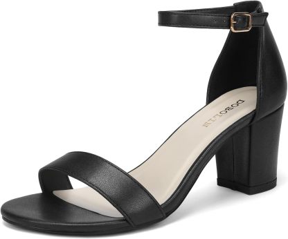 Women's Heeled Sandals Open Toe Ankle Strap 2.5-Inch Chunky Heels Dress Shoes Wide Feet Friendly