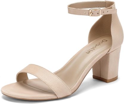 Women's Heeled Sandals Open Toe Ankle Strap 2.5-Inch Chunky Heels Dress Shoes Wide Feet Friendly