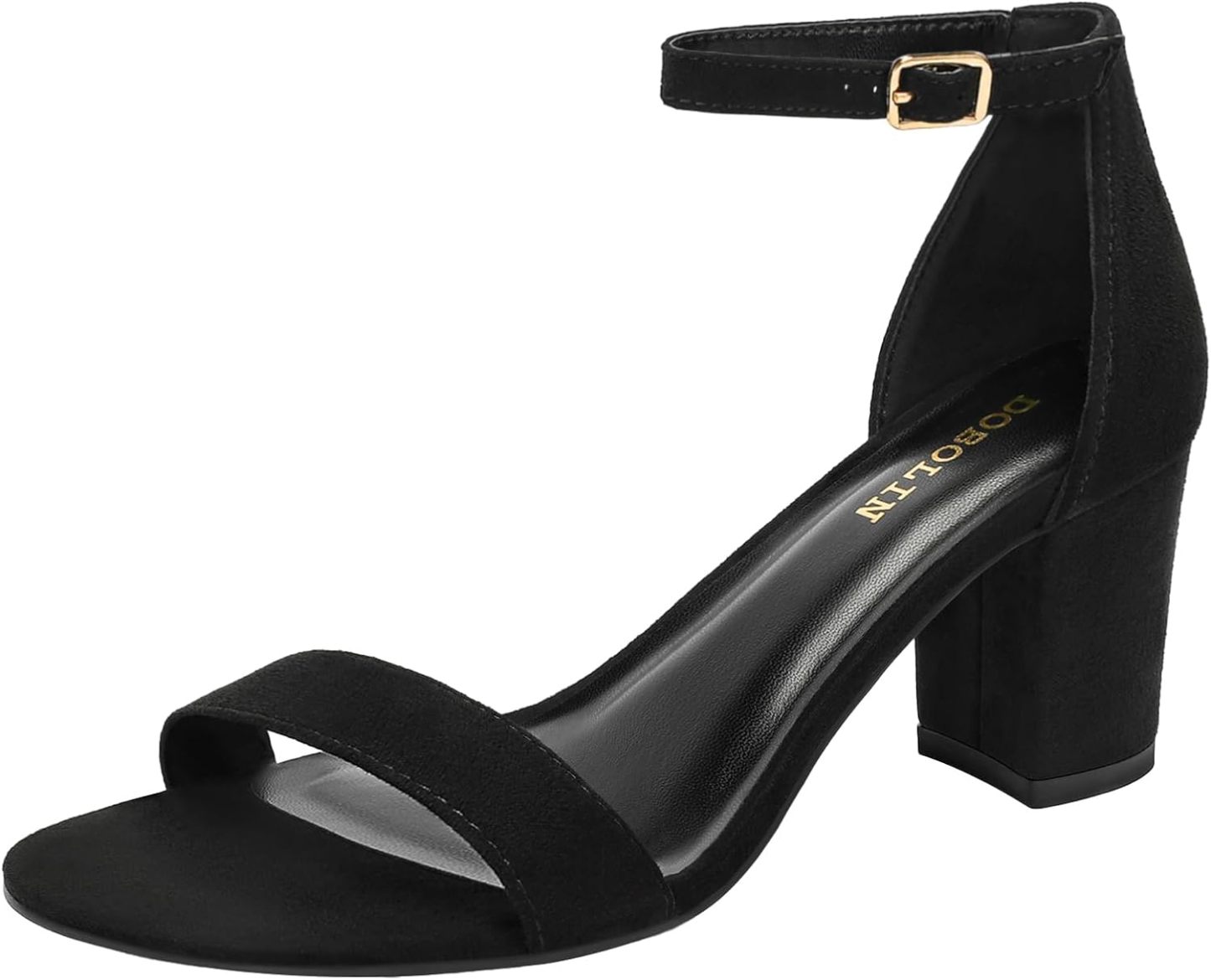 Women's Heeled Sandals Open Toe Ankle Strap 2.5-Inch Chunky Heels Dress Shoes Wide Feet Friendly