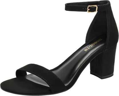 Women's Heeled Sandals Open Toe Ankle Strap 2.5-Inch Chunky Heels Dress Shoes Wide Feet Friendly