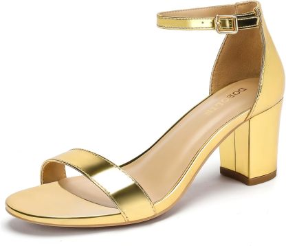 Women's Heeled Sandals Open Toe Ankle Strap 2.5-Inch Chunky Heels Dress Shoes Wide Feet Friendly