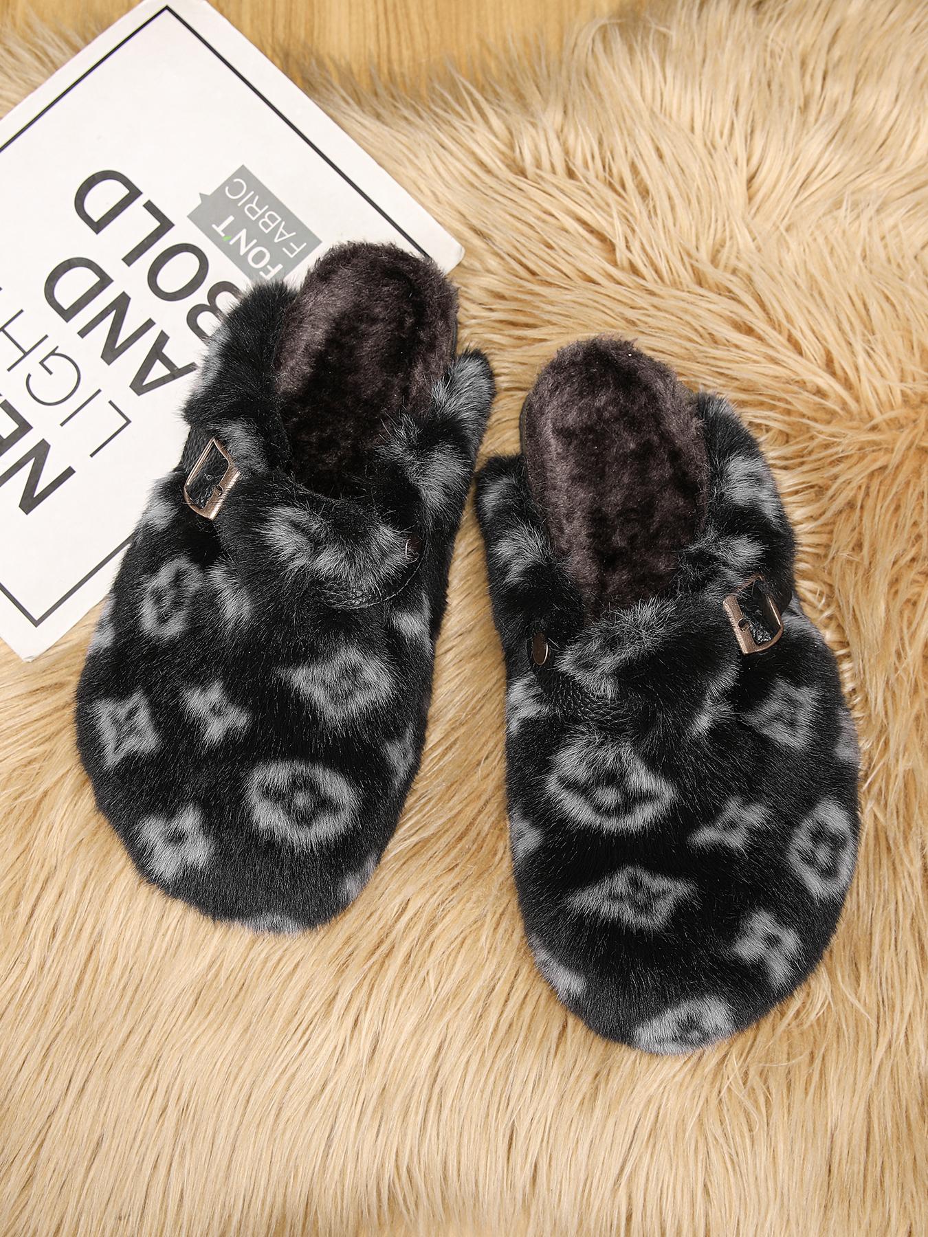 Women Men High-Quality Faux Fur Non Slip Slippers, Fuzzy House Slippers, Home Slippers, Anti-Slip Warm Outdoor Shoes, Casual Fashion Winter Boots, Perfect Gift Choice