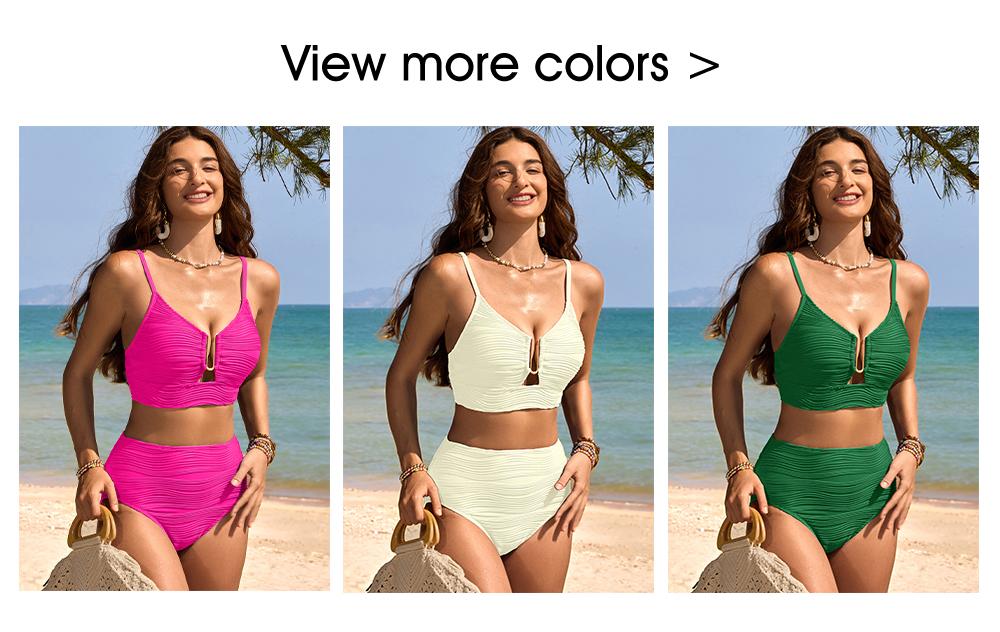 Aleumdr 2 Piece Bikini Set U-Wire Cutout Swimsuit High Waisted Textured 2026 Summer Swimming Clothing Beach Water Sports Tummy Control Swimwear SwimWeek Vacationoutfits Summerstyle Aleumdr 2 Piece Bikini Set U-Wire Cutout Swimsuit High Waisted Textured 2026 Summer Swimming Clothing Beach Water Sports Tummy Control Swimwear SwimWeek Vacationoutfits Summerstyle