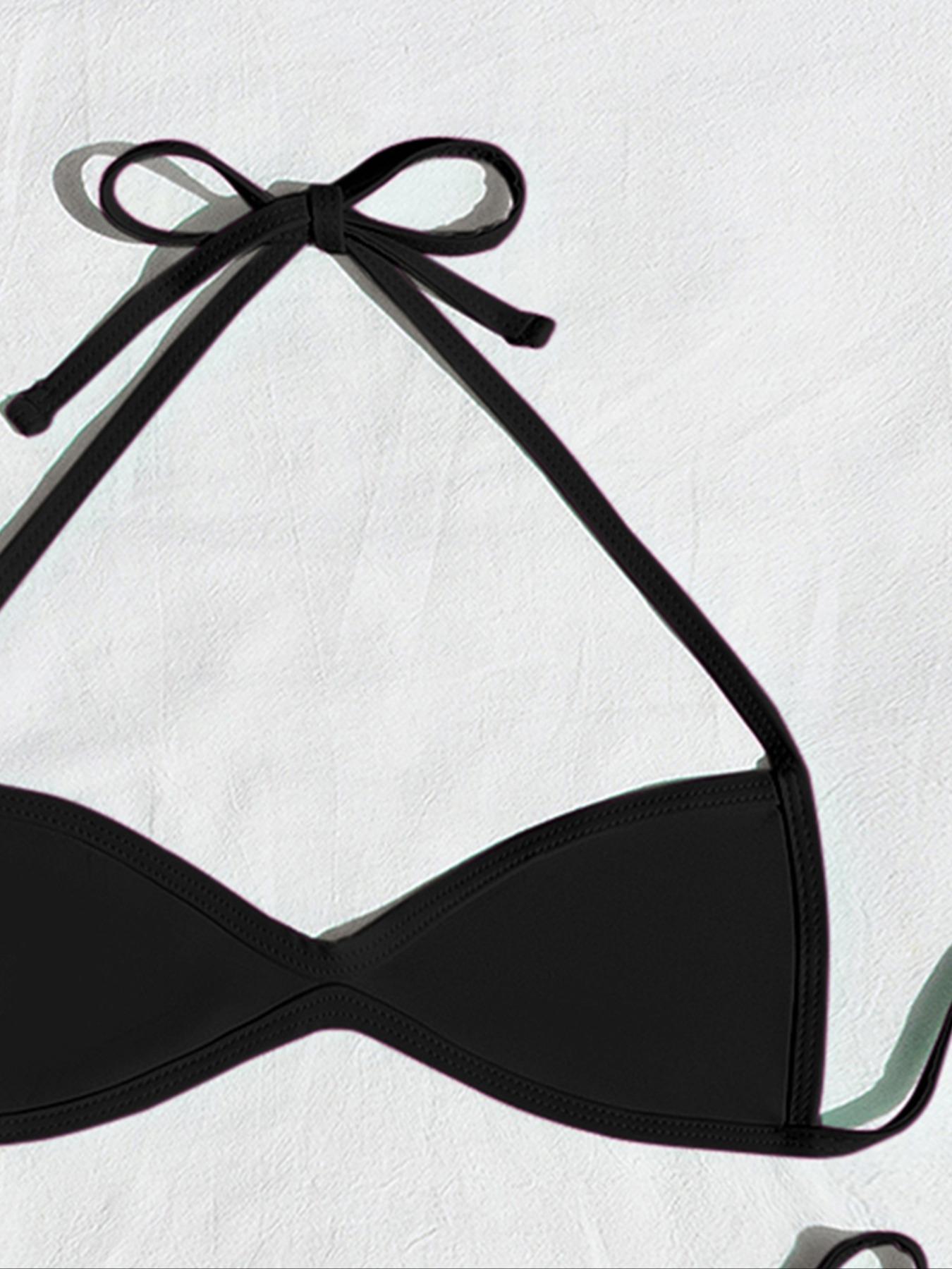 Women's Two-piece Plain or Colorblock Bikinis Set for Summer, Halter Tie-Back Bikini Top & Tie-Side High-Cut Bikini Bottom, Ladies Summer Swimwear for Beach Holiday Women's Two-piece Plain or Colorblock Bikinis Set for Summer, Halter Tie-Back Bikini Top & Tie-Side High-Cut Bikini Bottom, Ladies Summer Swimwear for Beach Holiday