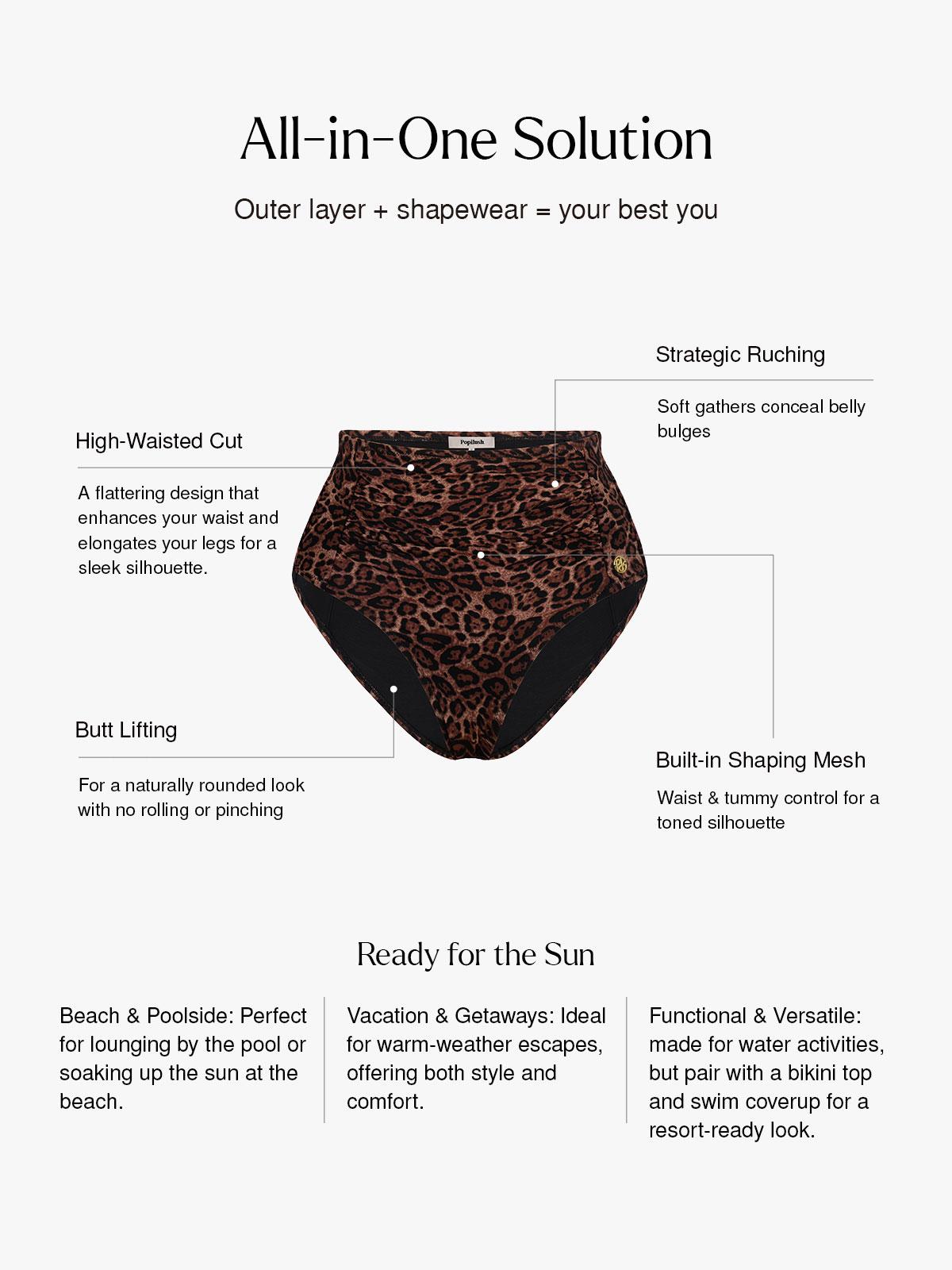 Popilush Leopard Swimwear Set High Waisted Bikini Shapewear Swimsuit Push Up Adjustable Beach Cover Up Women Two Piece Bathing Suit Leopard Print Swimwear #Dealsforyoudays