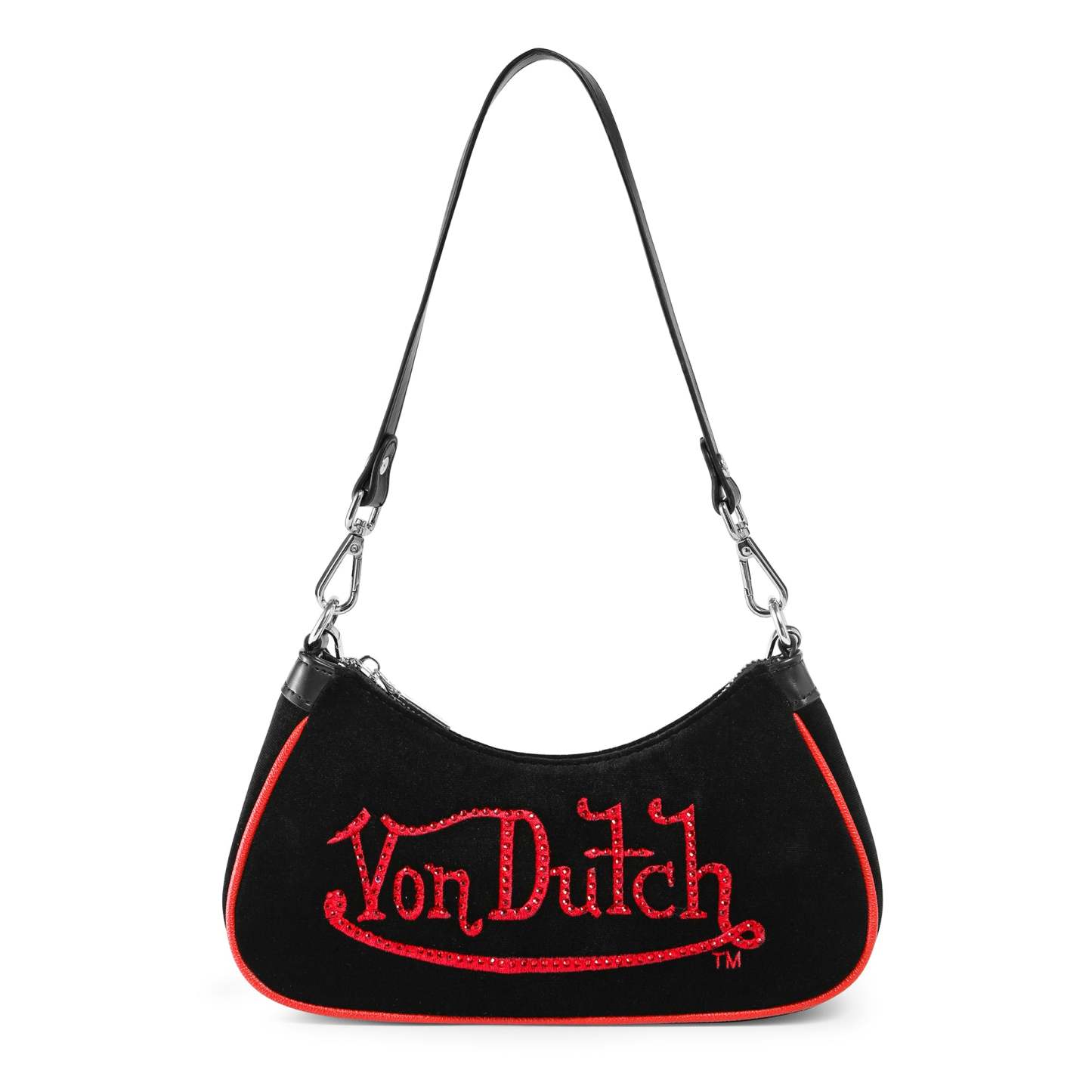 Black & Red Rhinestone Shoulder Bag